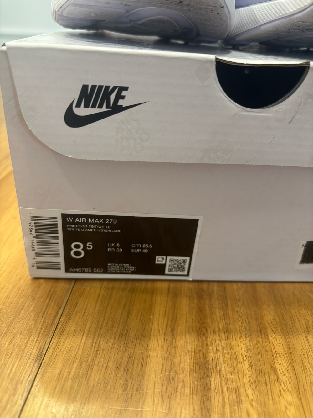 Nike Air Max 270 Amethyst Tint/White Casual Sneakers - Picture 3 of 6